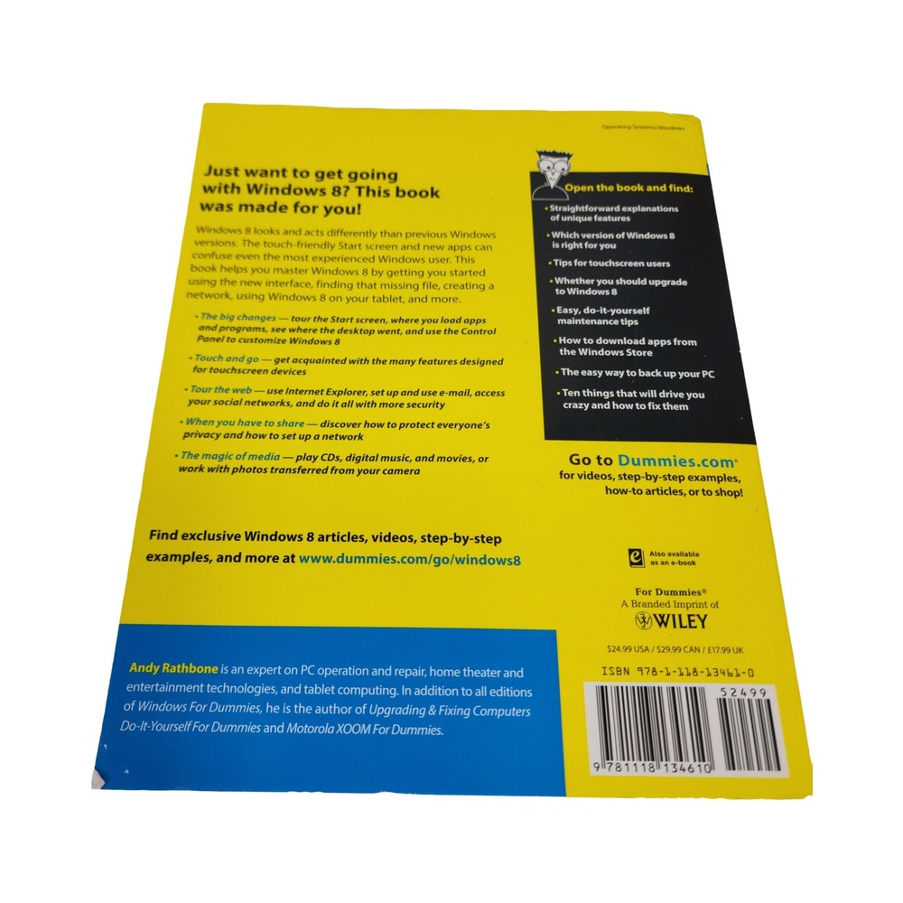 Windows 8 For Dummies Andy Rathbone‎ Paperback Computer Guide Book - Picture 3 of 3